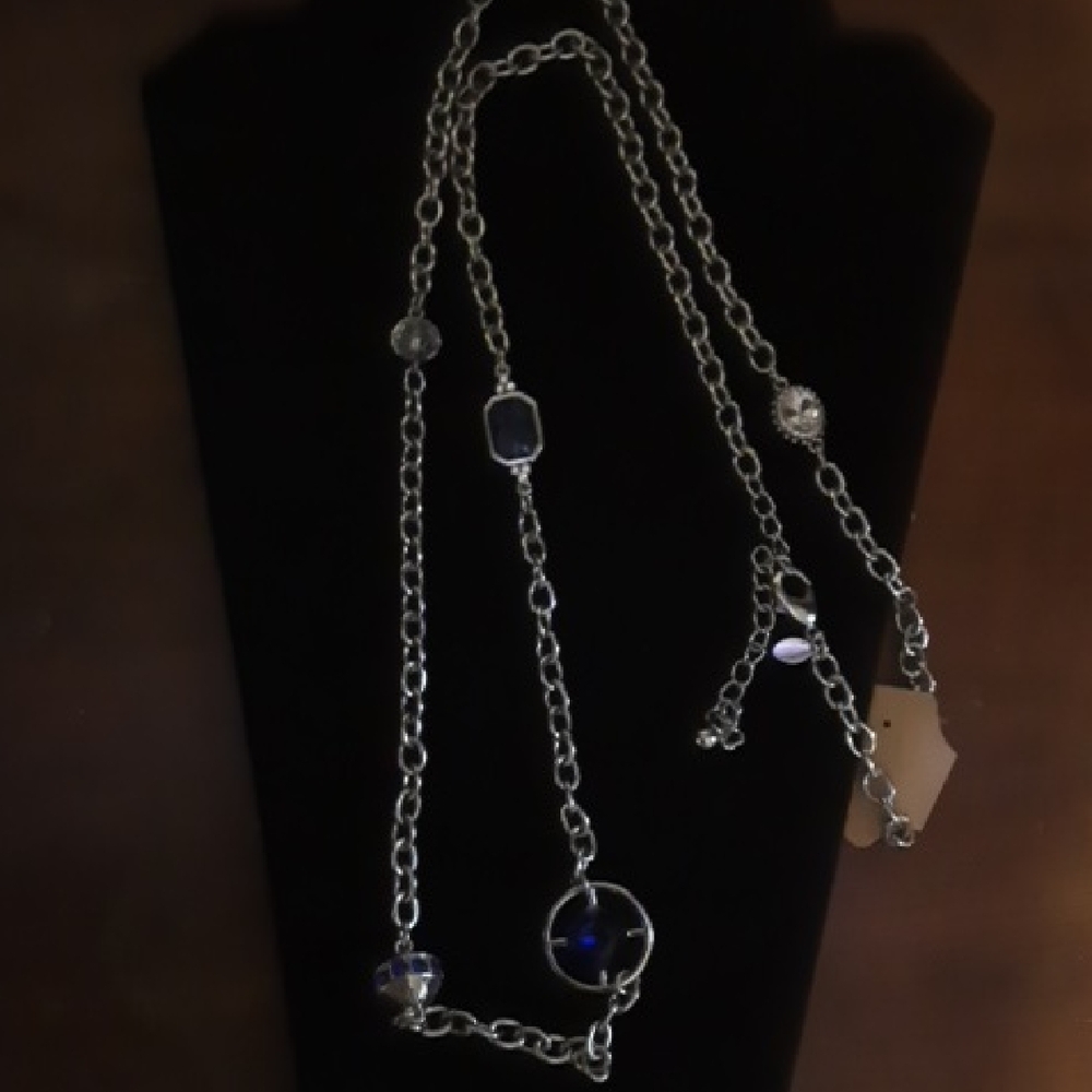 Chico's Silver and Dark Blue Necklace